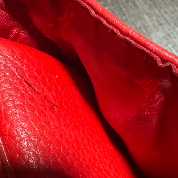 VTG MCM  Red Leather Backpack with Gold Accents - Picture 6 of 16